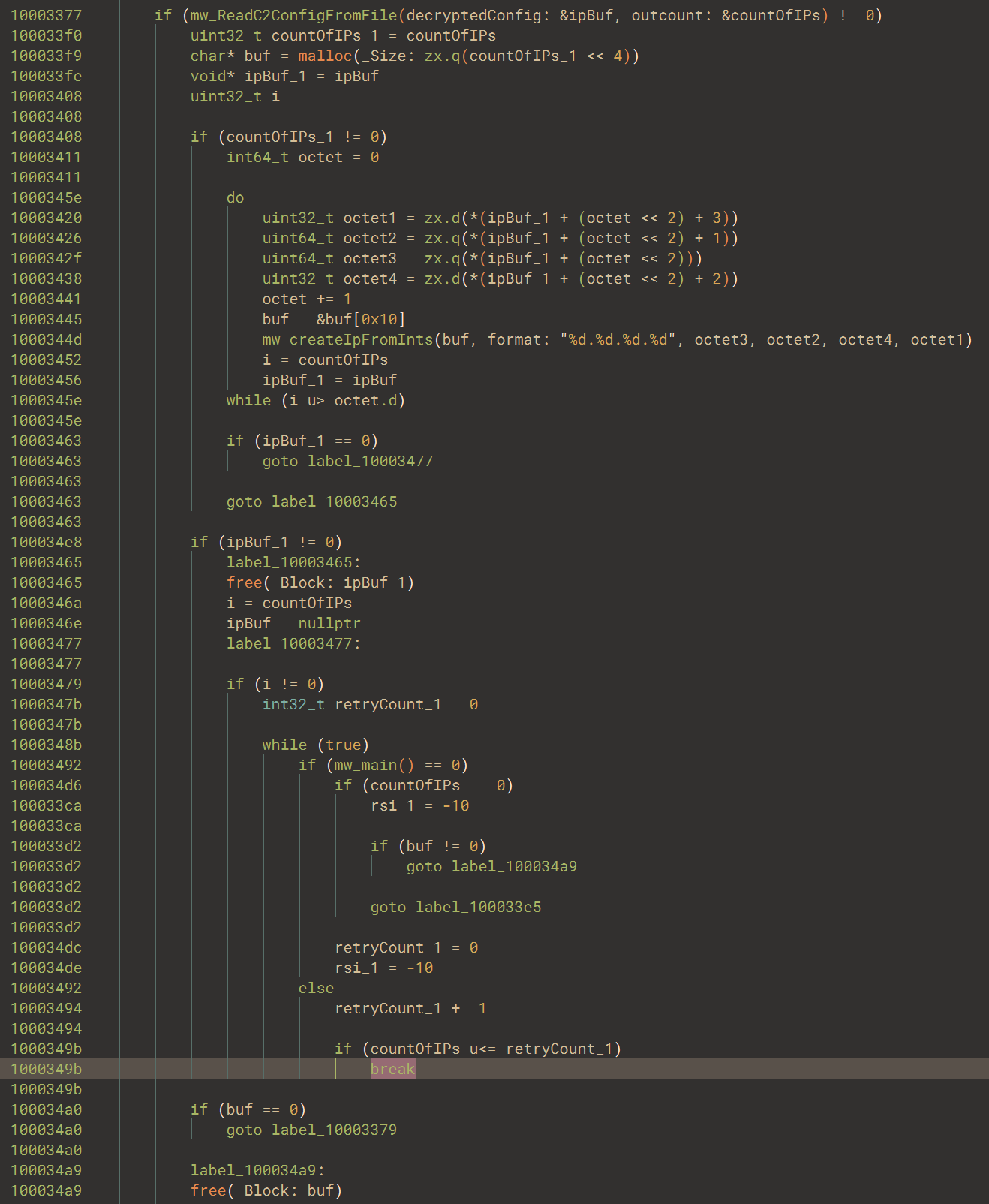 View of the full &ldquo;start&rdquo; routine that retries with an exponential backoff on multiple failed attempts to spawn &ldquo;mw_main&rdquo;